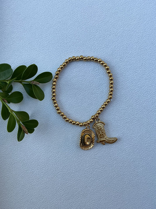Boy Hat and Heart Boot Bracelet