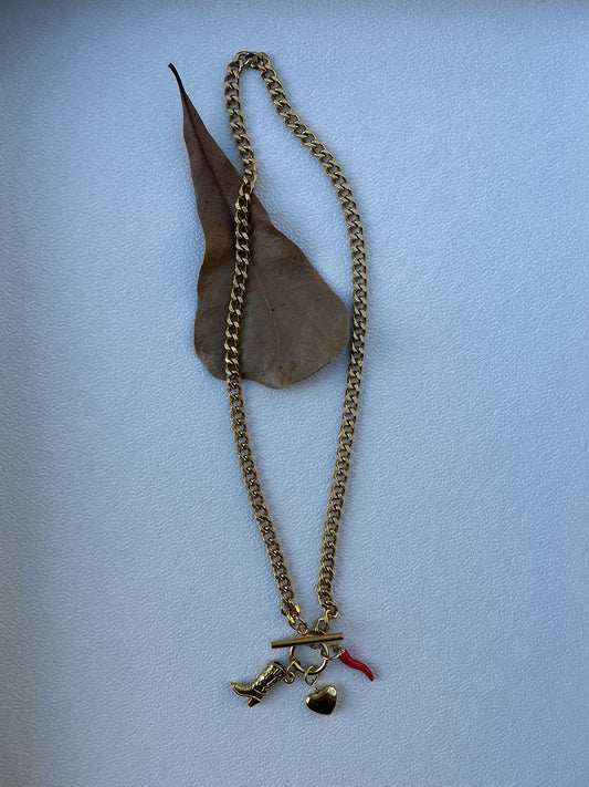 Cowgirl Boot Buckle Necklace